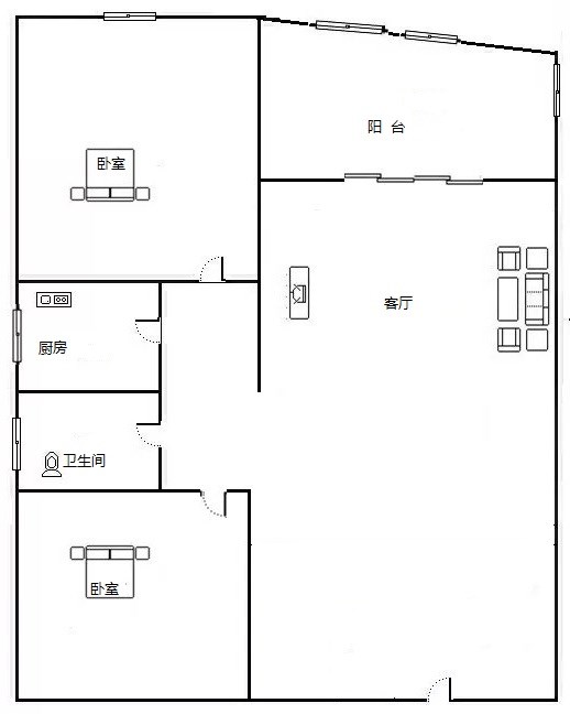 碧海蓝天  2室1厅1卫   210.00万客厅