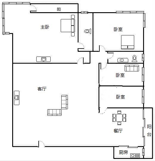 碧海蓝天  4室2厅2卫   900.00万客厅