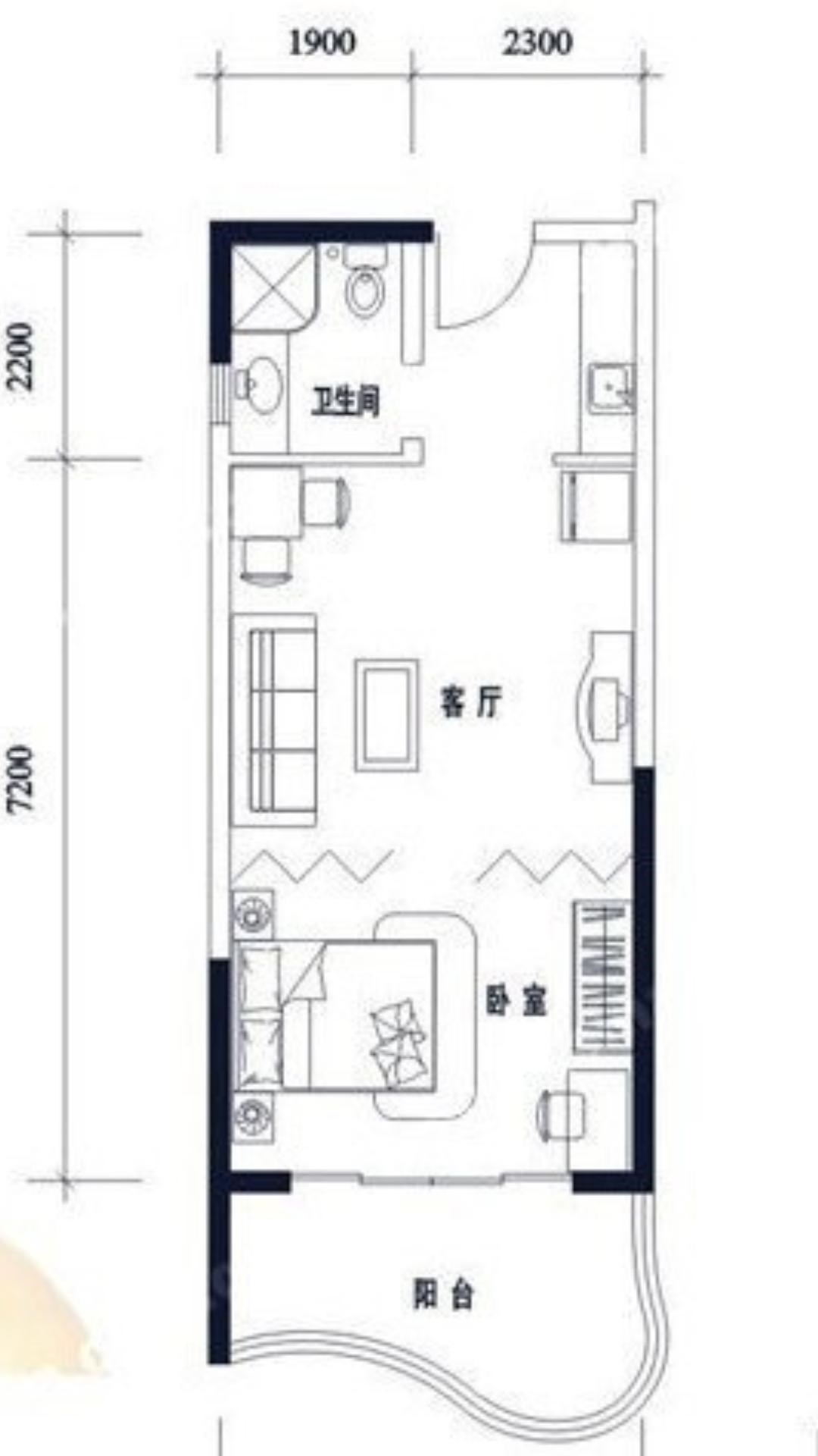 美丽新海岸  1室1厅1卫   145.00万客厅