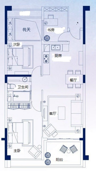 嘉鹏香醍25度  3室2厅1卫   219.00万客厅