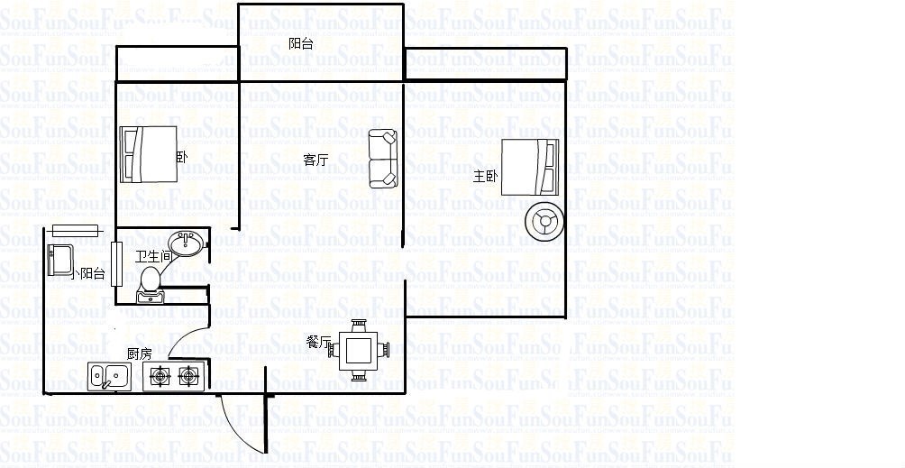 瑞海锦苑  2室1厅1卫   330.00万客厅