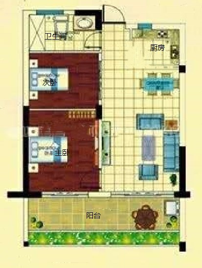 碧海蓝天  2室1厅1卫   235.00万客厅