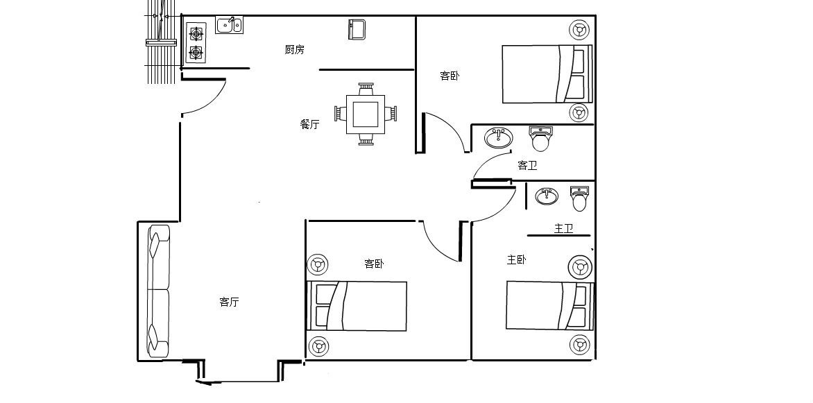 军悦小区  3室2厅1卫   130.00万客厅