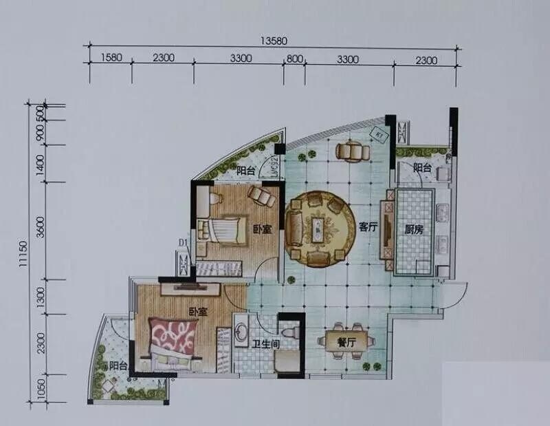 鲁能三亚湾美丽MALL  2室2厅1卫   400.00万客厅