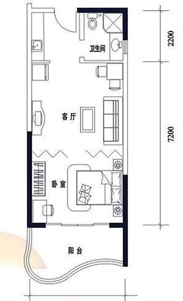 美丽新海岸  1室1厅1卫   120.00万客厅