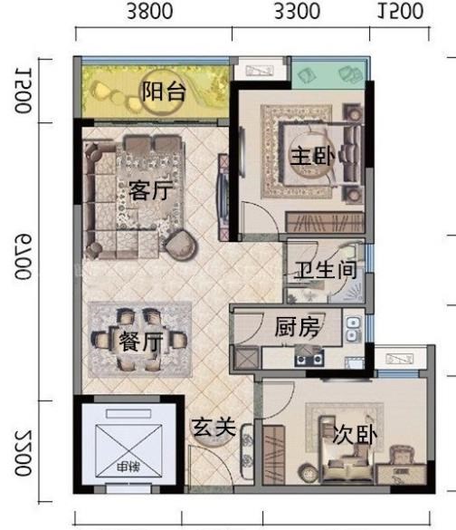 鲁能美丽五区三期  2室2厅1卫   260.00万客厅