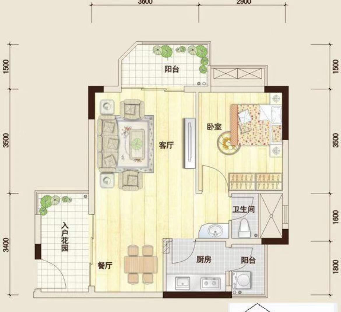 鸿洲佳园  2室1厅1卫   170.00万客厅