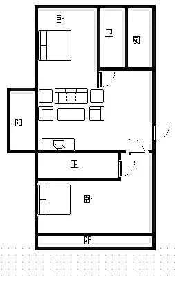 昌达新世纪花园  2室2厅2卫   500.00万客厅