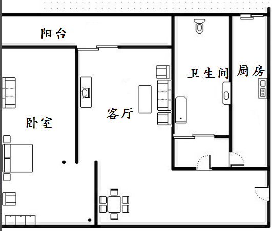 金陵海景花园  1室1厅1卫   160.00万客厅