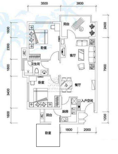 三亚清平乐  3室1厅1卫   240.00万客厅