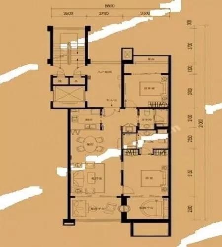 海航铂爵公馆  2室2厅2卫   600.00万客厅