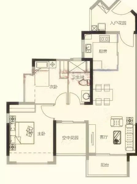 卓达东方巴哈马三期自由港湾  3室1厅1卫   260.00万客厅