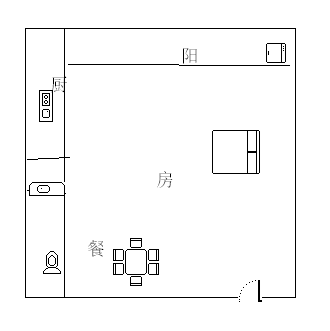 候鸟屋  1室1厅1卫   108.00万客厅