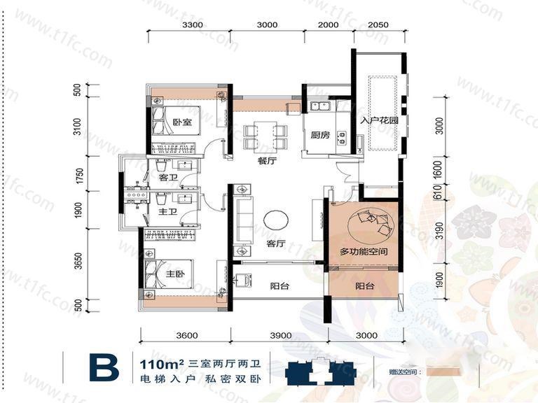 三亚棕榈滩  3室2厅2卫   350.00万客厅