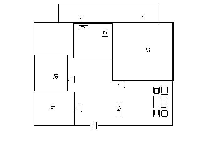 海岳半岛城邦  1室2厅1卫   2200.00元/月室内图