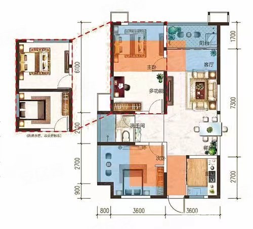 美和家园  3室2厅2卫   330.00万客厅