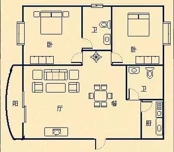 聚鑫园  2室2厅2卫   270.00万客厅