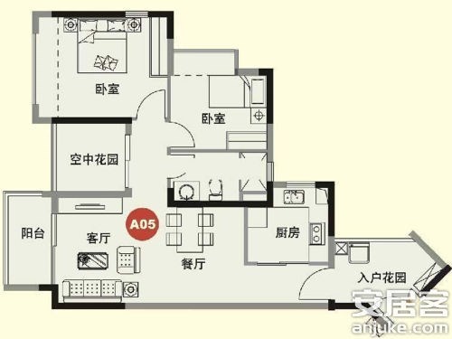 卓达东方巴哈马  2室1厅1卫   235.00万客厅