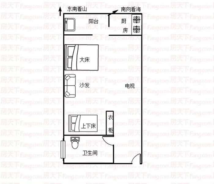 半岛龙湾  1室1厅1卫   108.00万客厅