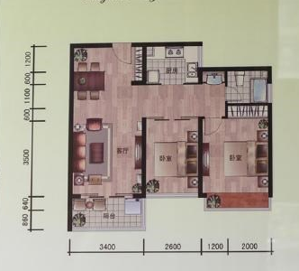 永茂荔枝花园  2室2厅1卫   200.00万客厅