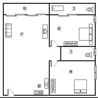 凤凰水城南岸  2室2厅2卫   360.00万客厅