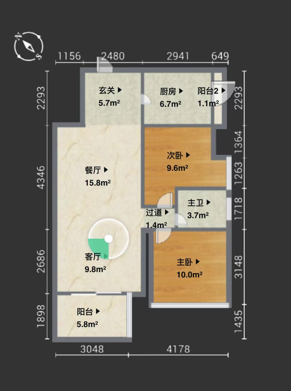 山屿湖  2室2厅1卫   260.00万客厅