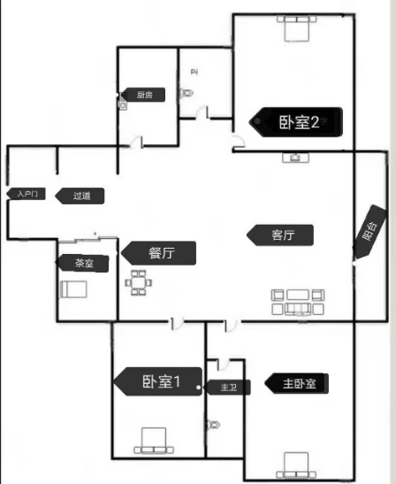 京海成鹿港溪山  3室2厅2卫   6000.00元/月室内图