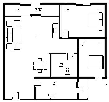 弘天水云间小区  2室2厅1卫   170.00万客厅