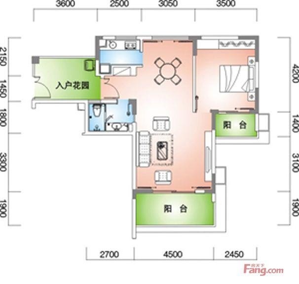 蓝海雅居  2室2厅1卫   278.00万客厅