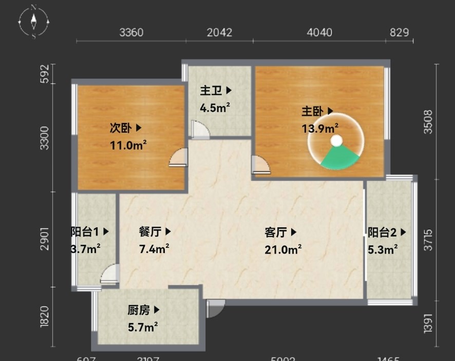 瑞海花园  2室2厅1卫   215.00万客厅