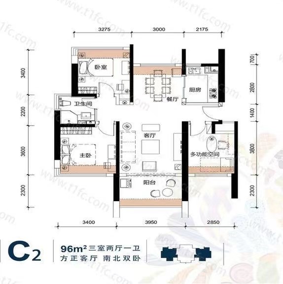 三亚棕榈滩  3室2厅1卫   290.00万客厅