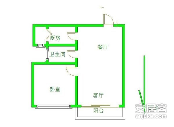 时代海岸公寓  1室1厅1卫   205.00万客厅