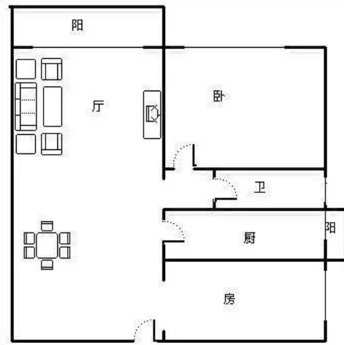 鸿洲佳园  1室1厅1卫   150.00万客厅