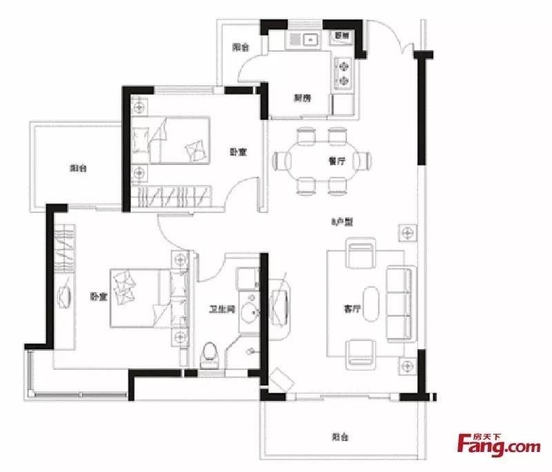 天泽湖畔  2室2厅1卫   3300.00元/月室内图