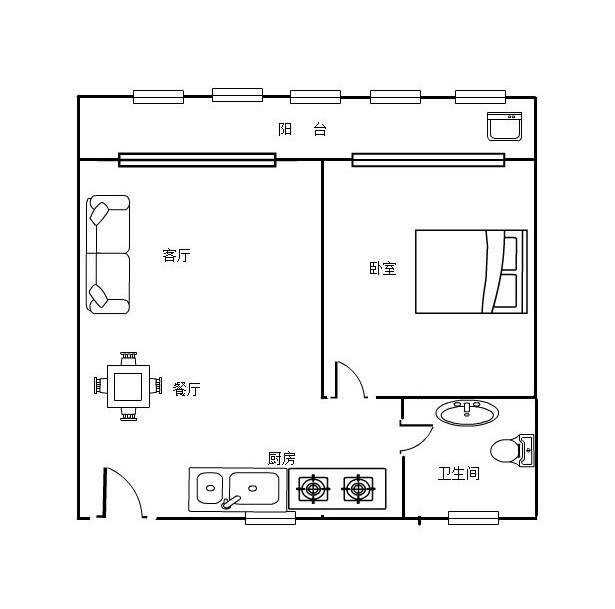 鲁能美丽五区二期  1室1厅1卫   190.00万客厅