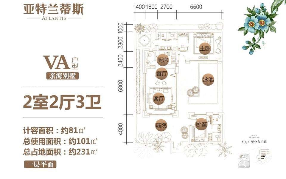 亚特兰蒂斯棠岸一期  2室2厅2卫   1000.00万客厅