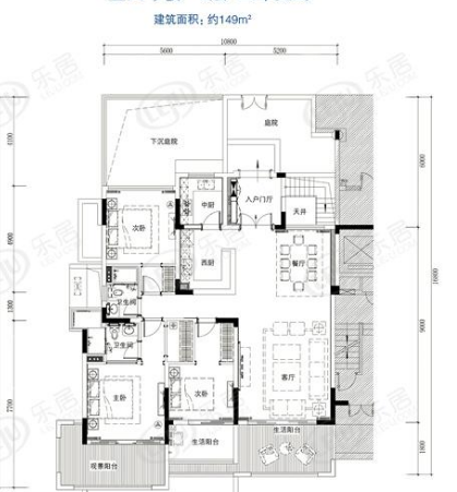 中铁子悦薹  5室2厅4卫   680.00万客厅