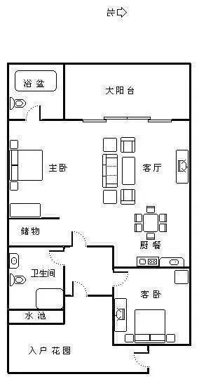 海航花园  2室2厅2卫   320.00万客厅