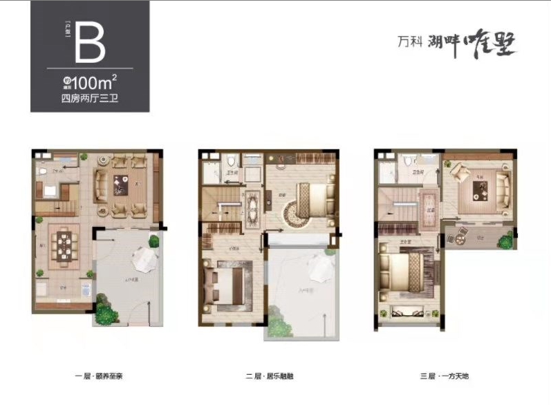 万科湖畔别墅  4室2厅3卫   550.00万客厅