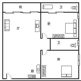 凤凰水城南岸  2室2厅2卫   360.00万客厅