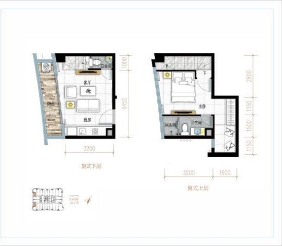 保利中环广场  2室2厅2卫   125.00万客厅