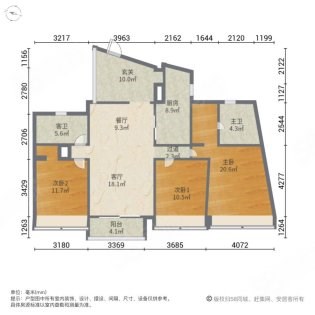 鸿洲天玺  3室2厅2卫   630.00万客厅