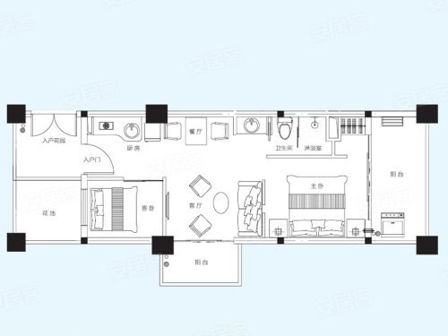 美亚公馆  2室1厅1卫   130.00万客厅