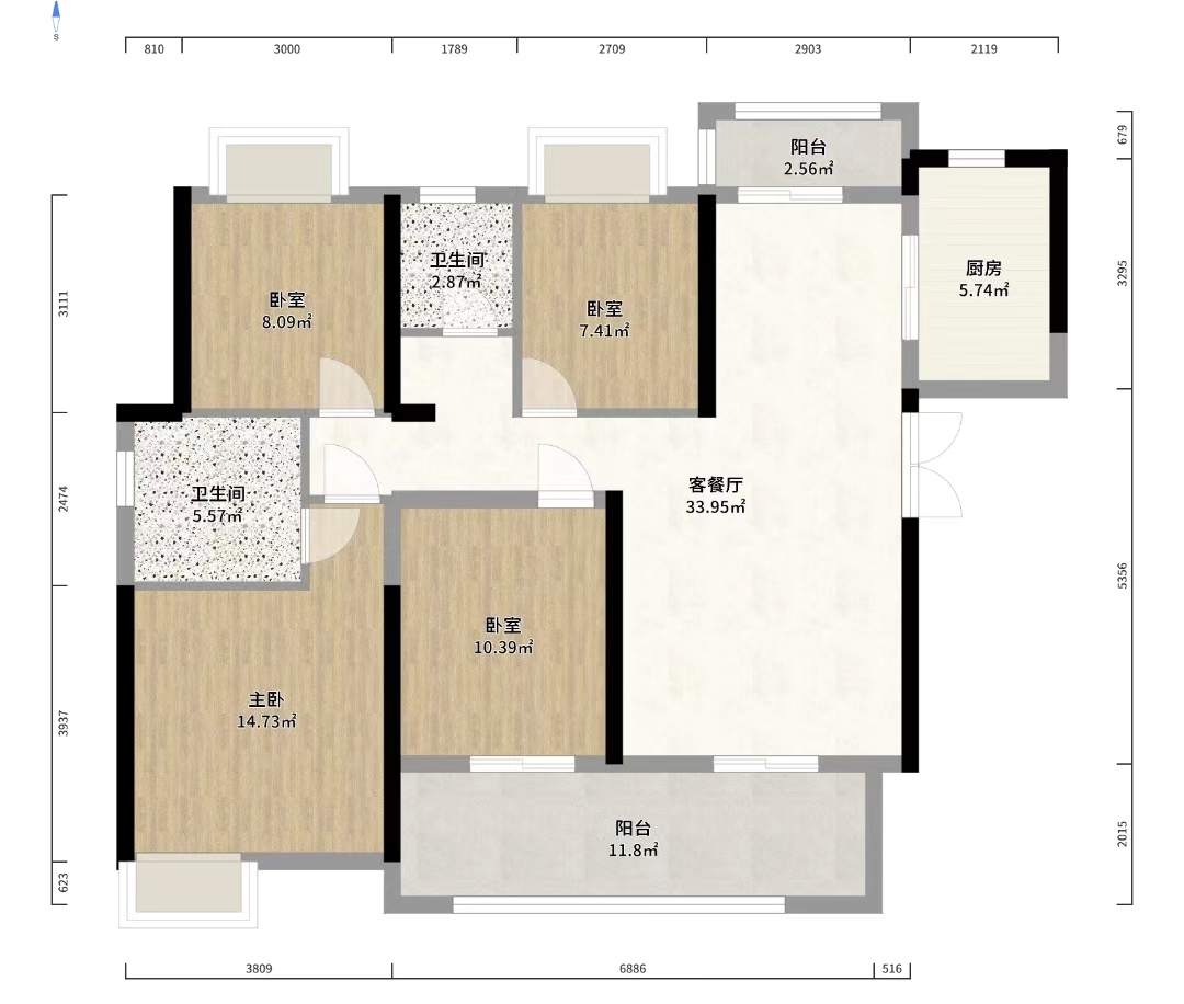 长房湘江府  4室2厅2卫   112.00万