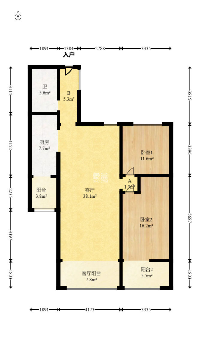 BOBO天下城（CTA财富中心）  2室2厅1卫   82.00万