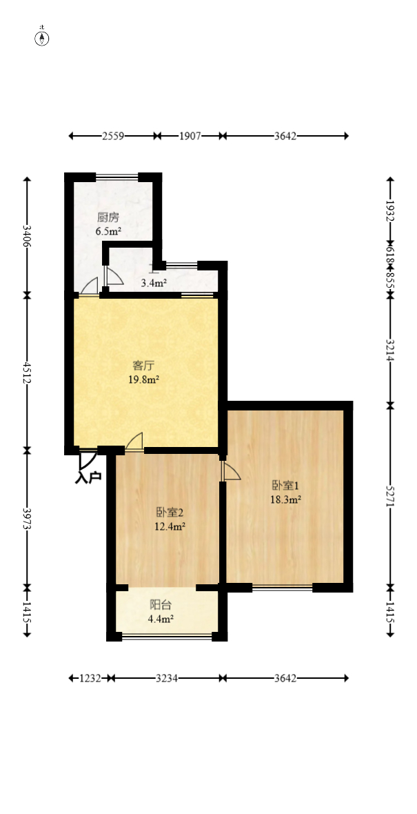 长坡社区  2室1厅1卫   42.00万室内图1