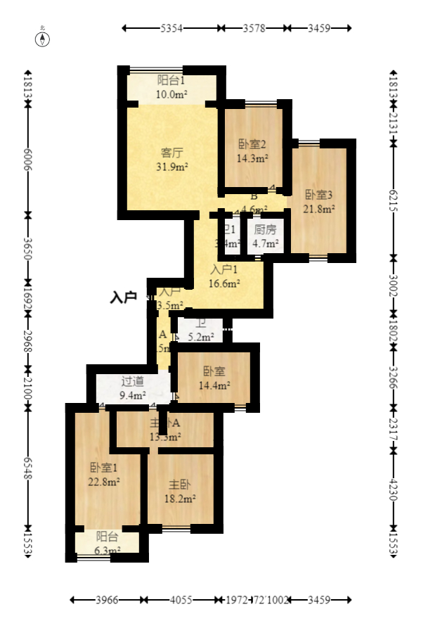 壹廷中央府院（福地花园）  5室2厅2卫   208.00万室内图1