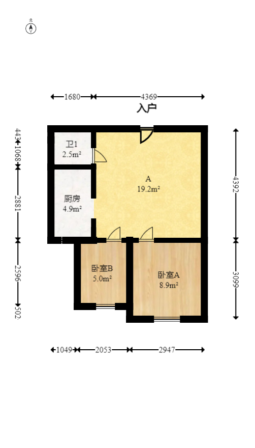 欧亚达国际广场  2室1厅1卫   62.80万室内图1