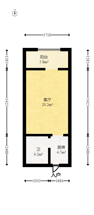 时代公馆  1室1厅1卫   35.00万室内图1