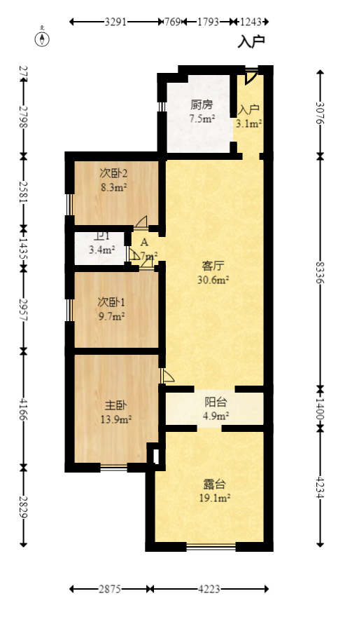 万科城  3室1厅1卫   118.00万室内图1